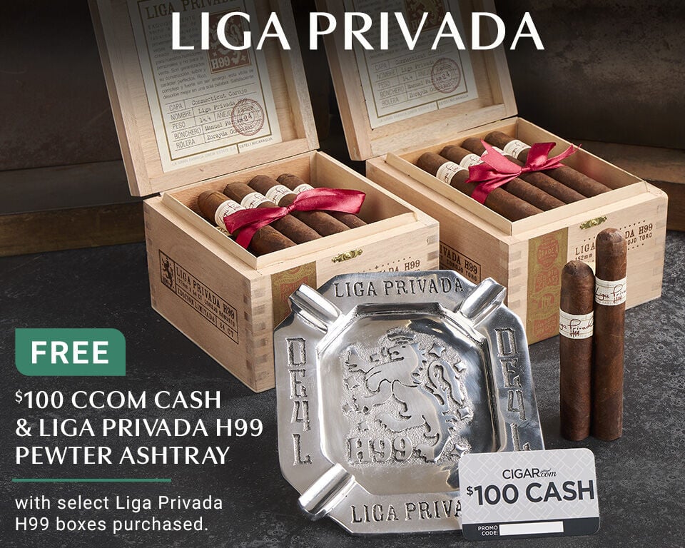 Liga Privada Free $100 CCOM Cash & Liga Privada H99 Pewter Ashtray