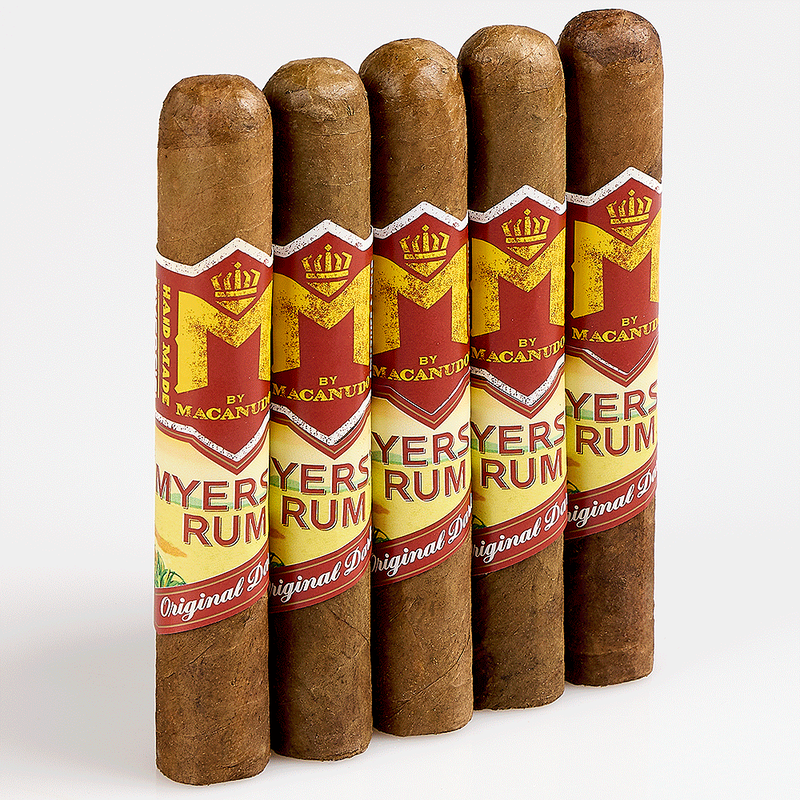 M by Macanudo Myers's Rum delivers a smooth, mellow to medium profile with  Jamaican‑inspired sweetness, soft spice, and a rich aromatic infusion drawn  from the iconic flavor of Myers's Rum