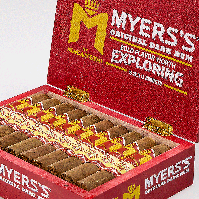 M by Macanudo Myers's Rum delivers a smooth, mellow to medium profile with  Jamaican‑inspired sweetness, soft spice, and a rich aromatic infusion drawn  from the iconic flavor of Myers's Rum