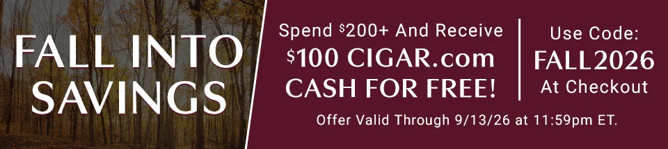 Use Code FALL2026 free CIGAR.com Cash on orders $200+