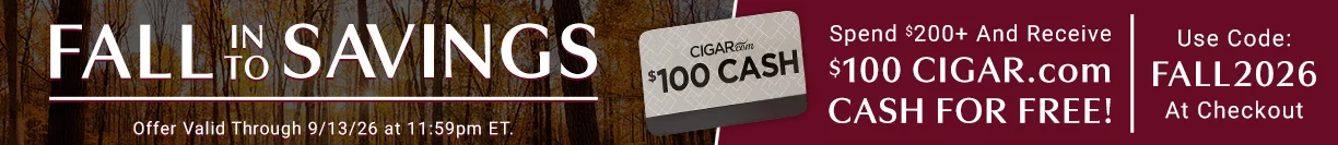 Use Code FALL2026 free CIGAR.com Cash on orders $200+